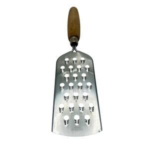 Vintage Androck Canada Handheld Stainless Steel Grater Shredder Wood Handle 10”